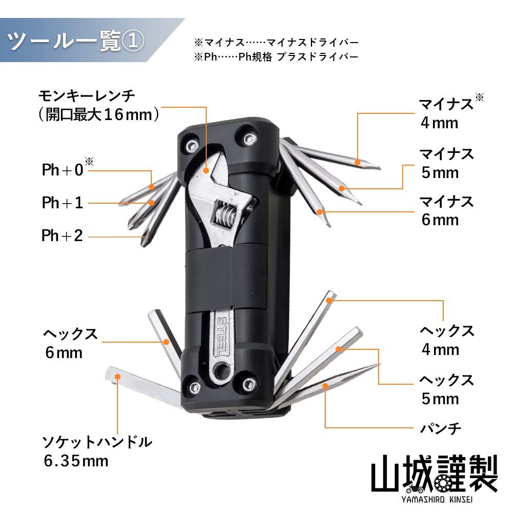 多数の工具が内蔵されています。